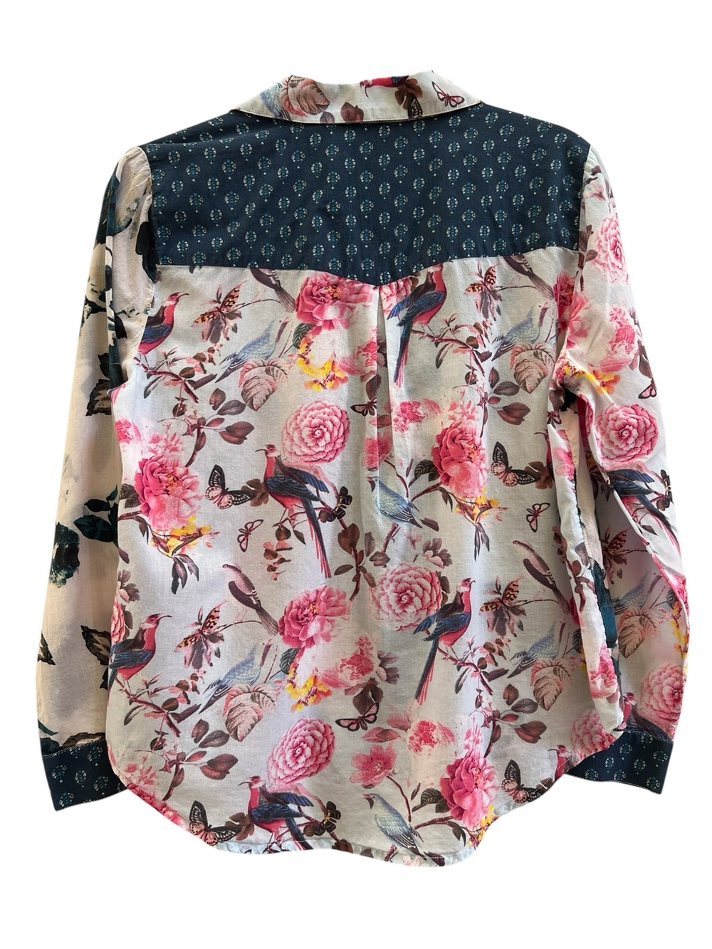 Sundance PS Bird Floral Button Front Shirt Cottagecore Boho Chic Botanical Artsy - Picture 3 of 4